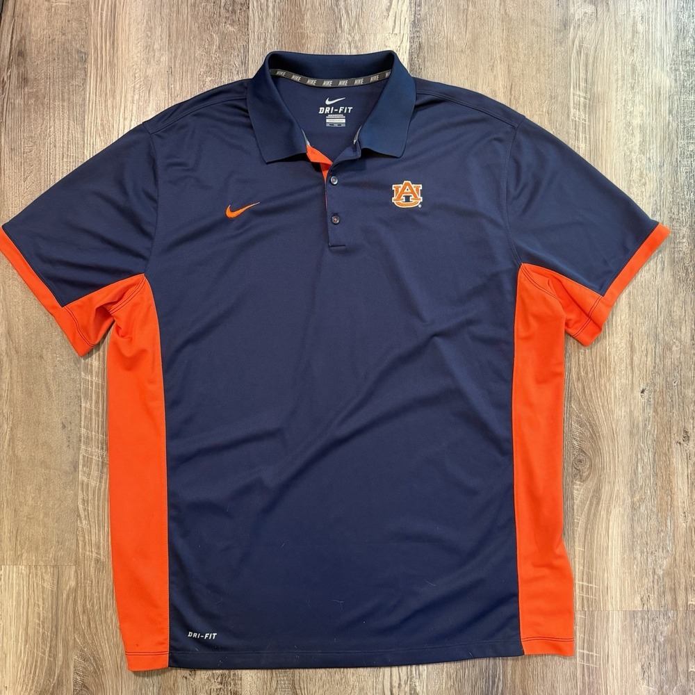 Nike‎ Auburn Tigers Mens XXL Team Polo Shirt NCAA Dri-Fit Golf polo
